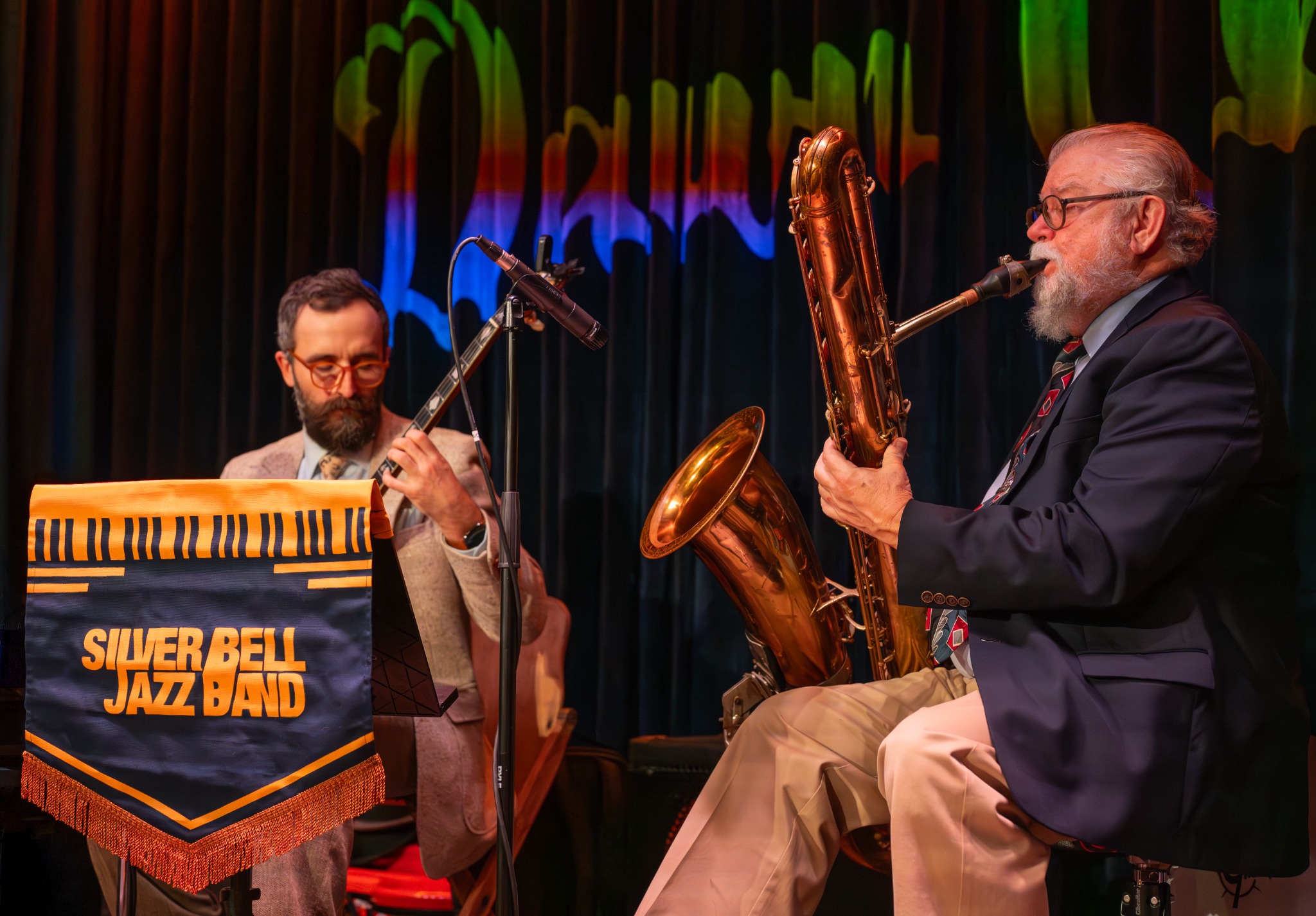 Ryan Calloway and Robert Young performing with Silver Bell Jazz Band at The Dawn Club